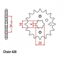 Звезда передняя JR RMC263.16