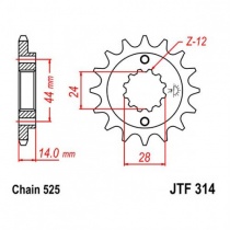 Звезда передняя JT JTF314.16