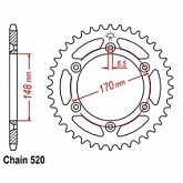 Звезда задняя JR RMT828.47