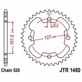 Звезда задняя JT JTR1480.38