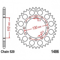 Звезда задняя JT JTR1486.44