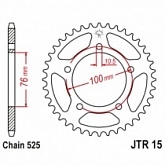 Звезда задняя JT JTR15.44