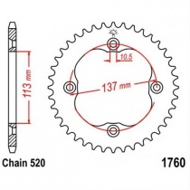 Звезда задняя JT JTR1760.37