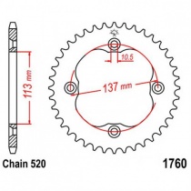 Звезда задняя JT JTR1760.40