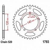 Звезда задняя JT JTR1793.42