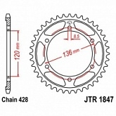 Звезда задняя JT JTR1847.55