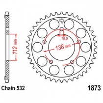 Звезда задняя JT JTR1873.48