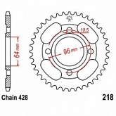 Звезда задняя JT JTR218.44