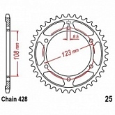 Звезда задняя JT JTR25.60