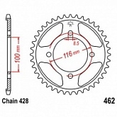 Звезда задняя JT JTR462.50