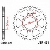 Звезда задняя JT JTR471.45