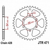 Звезда задняя JT JTR471.50