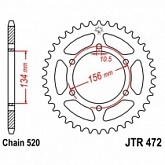 Звезда задняя JT JTR472.40