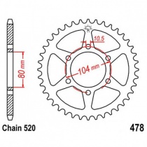 Звезда задняя JT JTR478.46