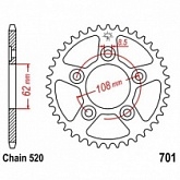 Звезда задняя JT JTR701.43