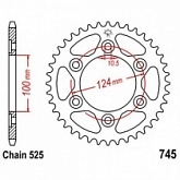 Звезда задняя JT JTR745.42