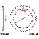 Звезда задняя JT JTR761.39