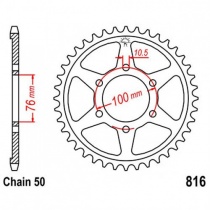 Звезда задняя JT JTR816.39