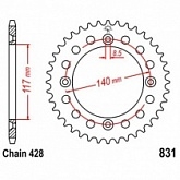 Звезда задняя JT JTR831.46