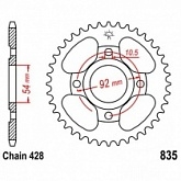 Звезда задняя JT JTR835.44
