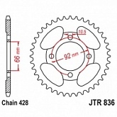 Звезда задняя JT JTR836.39