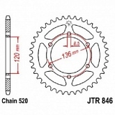Звезда задняя JT JTR846.40