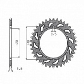Звезда задняя Sunstar 1-3517-44
