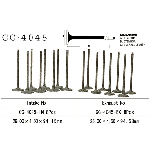 Клапан впускной Vesrah GG-4045-IN