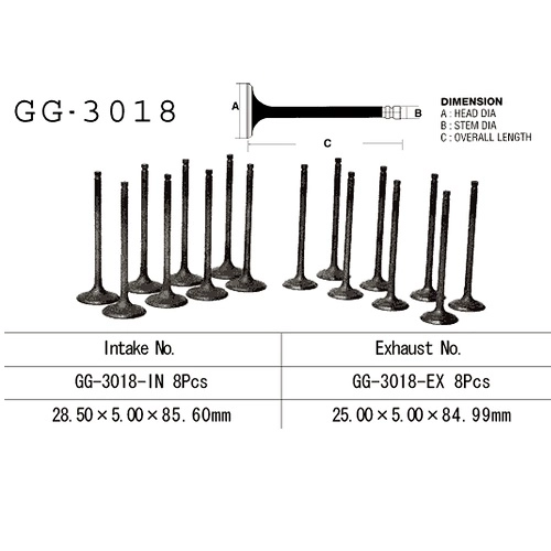 Клапан впускний Vesrah GG-3018-EX