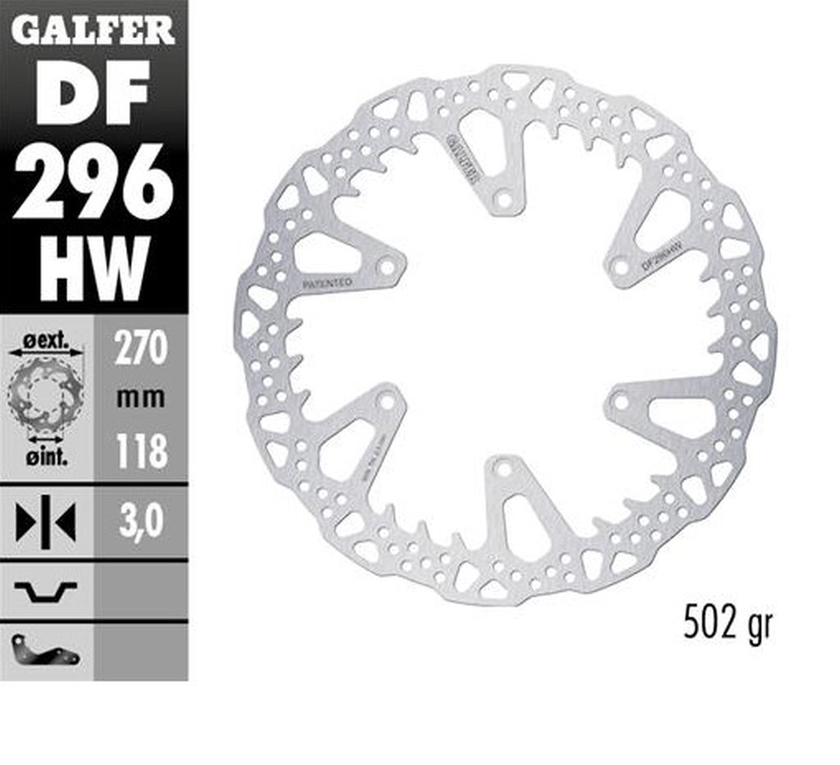 Диск гальмівний Galfer DF296HW