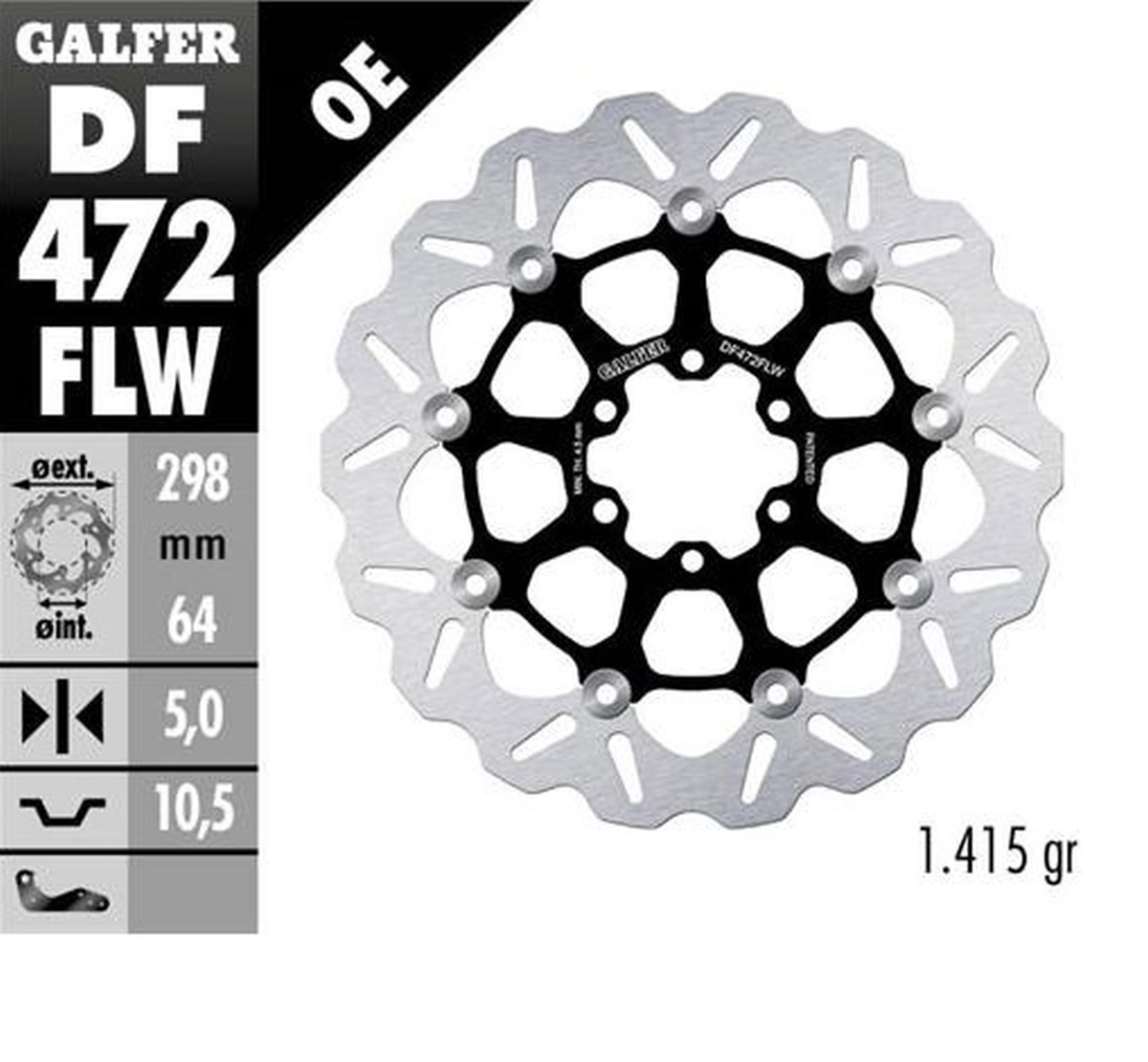 Диск гальмівний Galfer DF472FLW