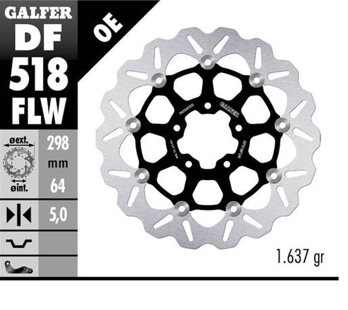 Диск гальмівний Galfer DF518FLW