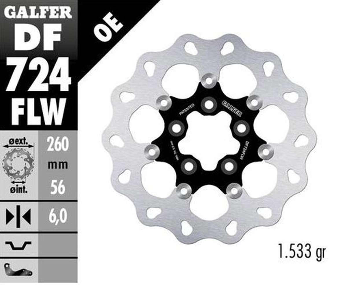 Диск тормозной Galfer DF724FLW