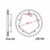 Звезда задняя JT JTA751.44 Black