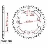 Звезда задняя Grosskopf STL4480.37