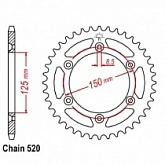Звезда задняя JT JTA897.50 Blue