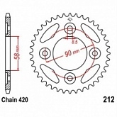 Звезда задняя JT JTR212.34