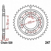 Звезда задняя JT JTR247.41
