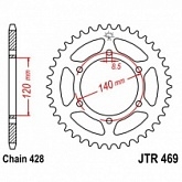 Звезда задняя JT JTR469.44