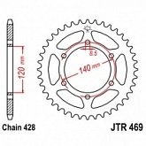 Звезда задняя JT JTR469.53