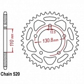 Звезда задняя JT JTR75.43