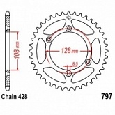 Звезда задняя JT JTR797.40