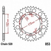 Звезда задняя JT JTR853.51