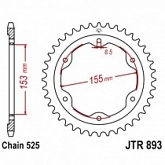 Звезда задняя JT JTR893.38 Black