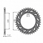 Звезда задняя Sunstar 1-2502-57