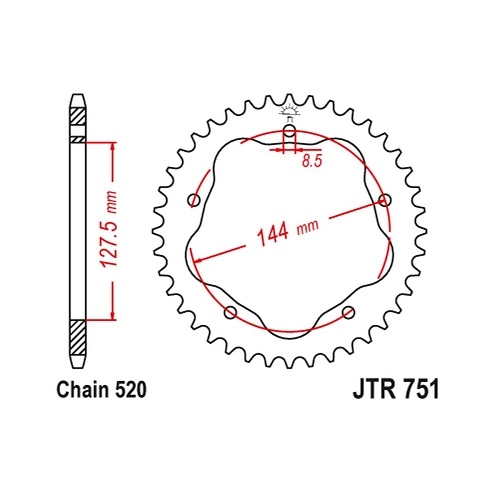 Зірка задня JT JTA751.44 Black