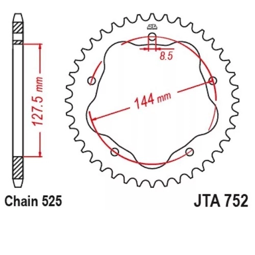Зірка задня JT JTA752.41 Black