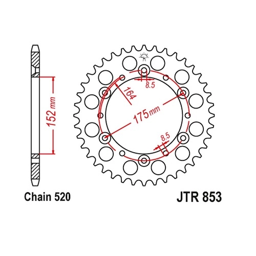 Зірка задня JT JTA853.44 Black