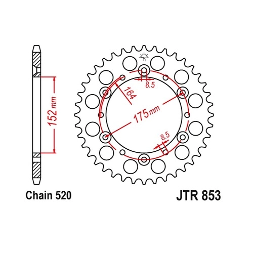 Зірка задня JT JTA853.50 Black