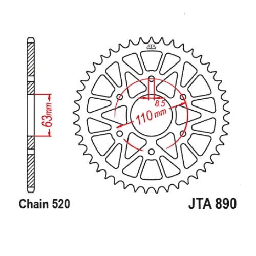 Зірка задня JT JTA890.44 Orange